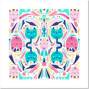 King cat pattern Posters and Art